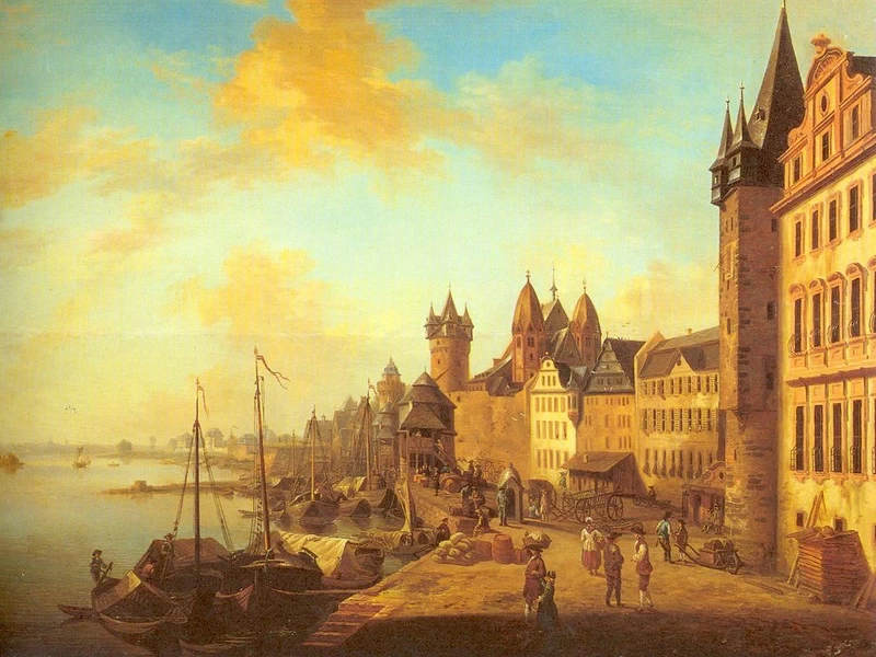 1718-Christian Georg Schütz - Mercato del vino a Francoforte sul Meno